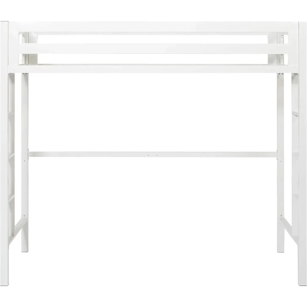 Walker Edison Brighton Classic Metal Twin over Loft Bunk Bed, Twin Size, White