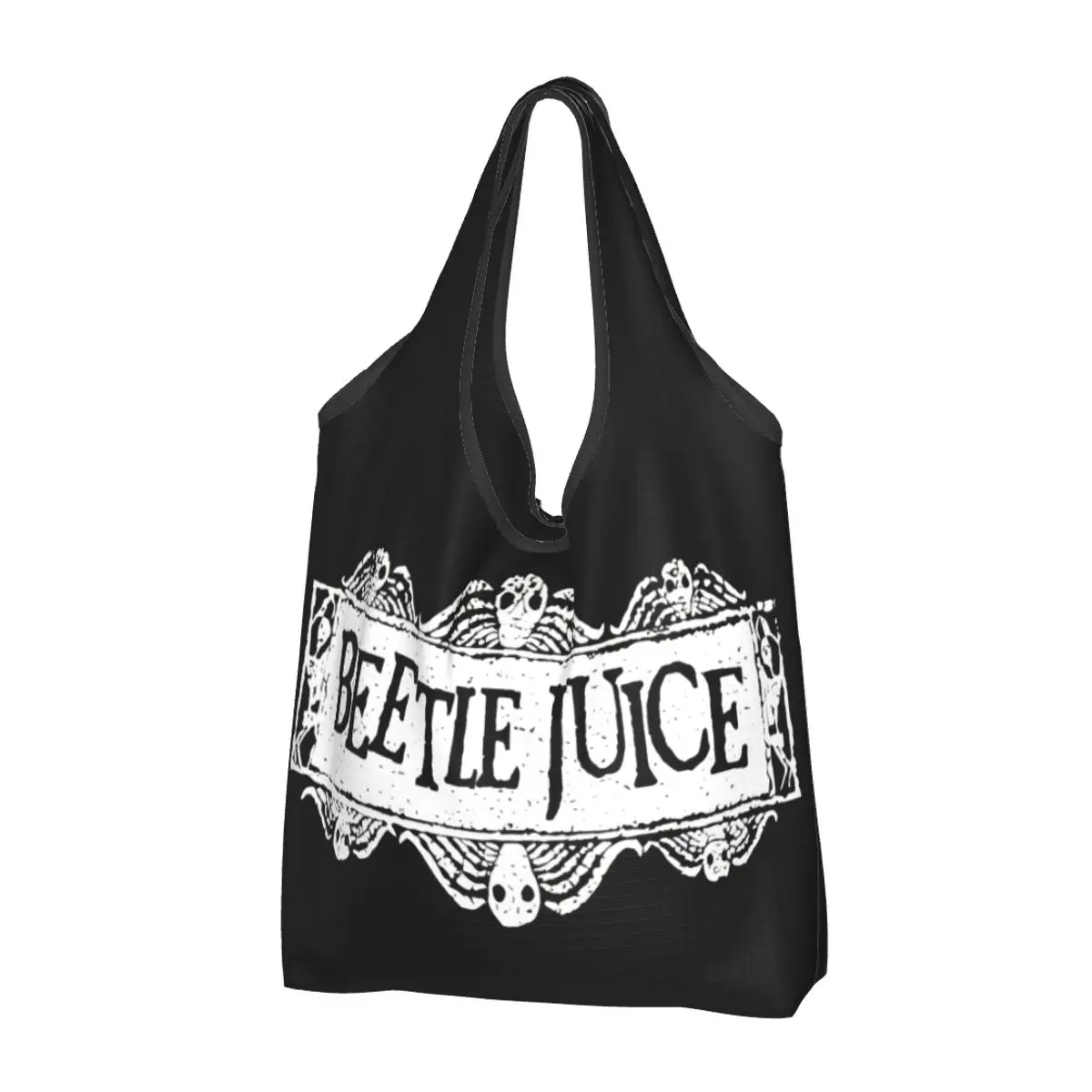 B-beetlejuice-bolsa de compras reutilizable de película de terror, bolsas de comestibles plegables, lavables, grandes