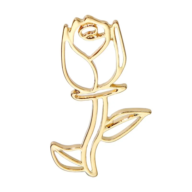 Vintage Hollow Rose Brooches for Women Elegant Flower Scarf Buckle Metal Pin Temperament Accessories Jewelry