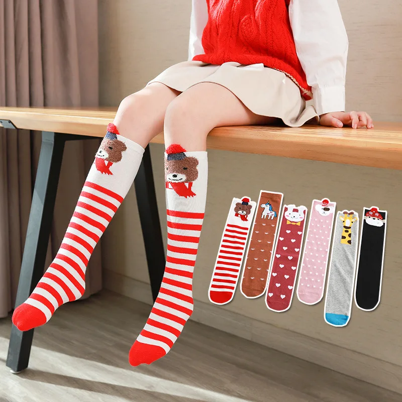 Girl Socks 3-12 Years Old Cotton Knee High Socks Lovely Long Children\'s Knee Socks Kids Dance Socks Girl Todder Baby