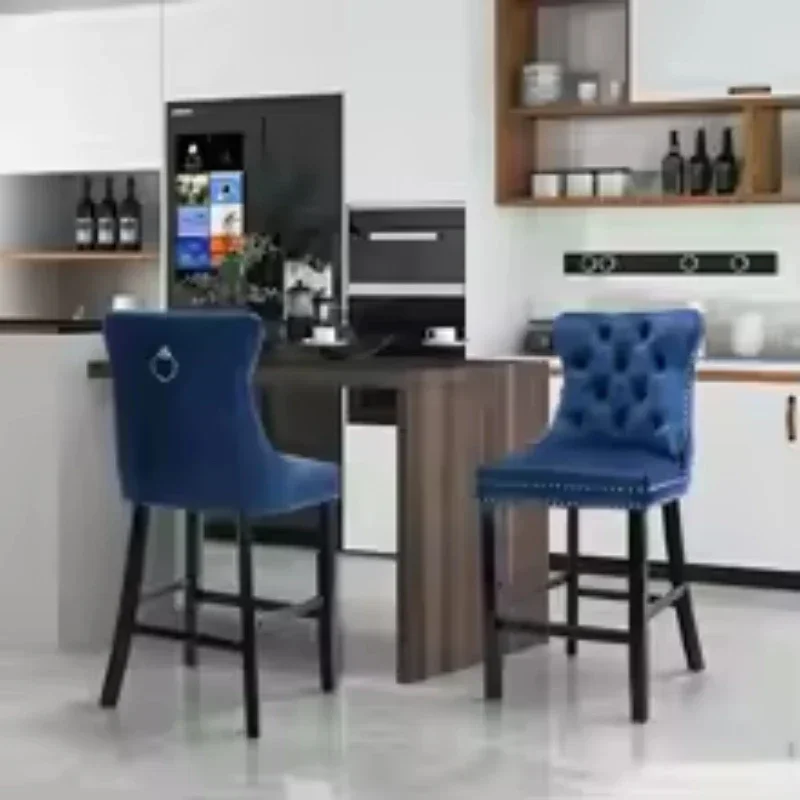Nordic Upholstered Bar Stools  Button Tufted,Chrome Nailhead, Counterstool Seat, Armles Bar Furniture living room Modern Luxury