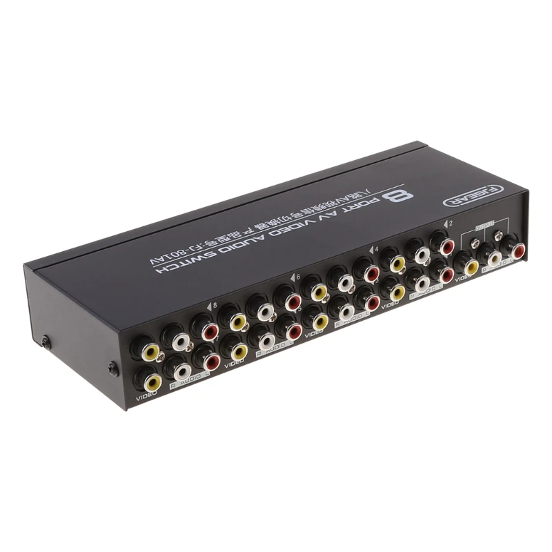 8-Way RCA Switcher 8 in 1 out Composite Video L/R Selector Box لوحدات تحكم ألعاب DVD