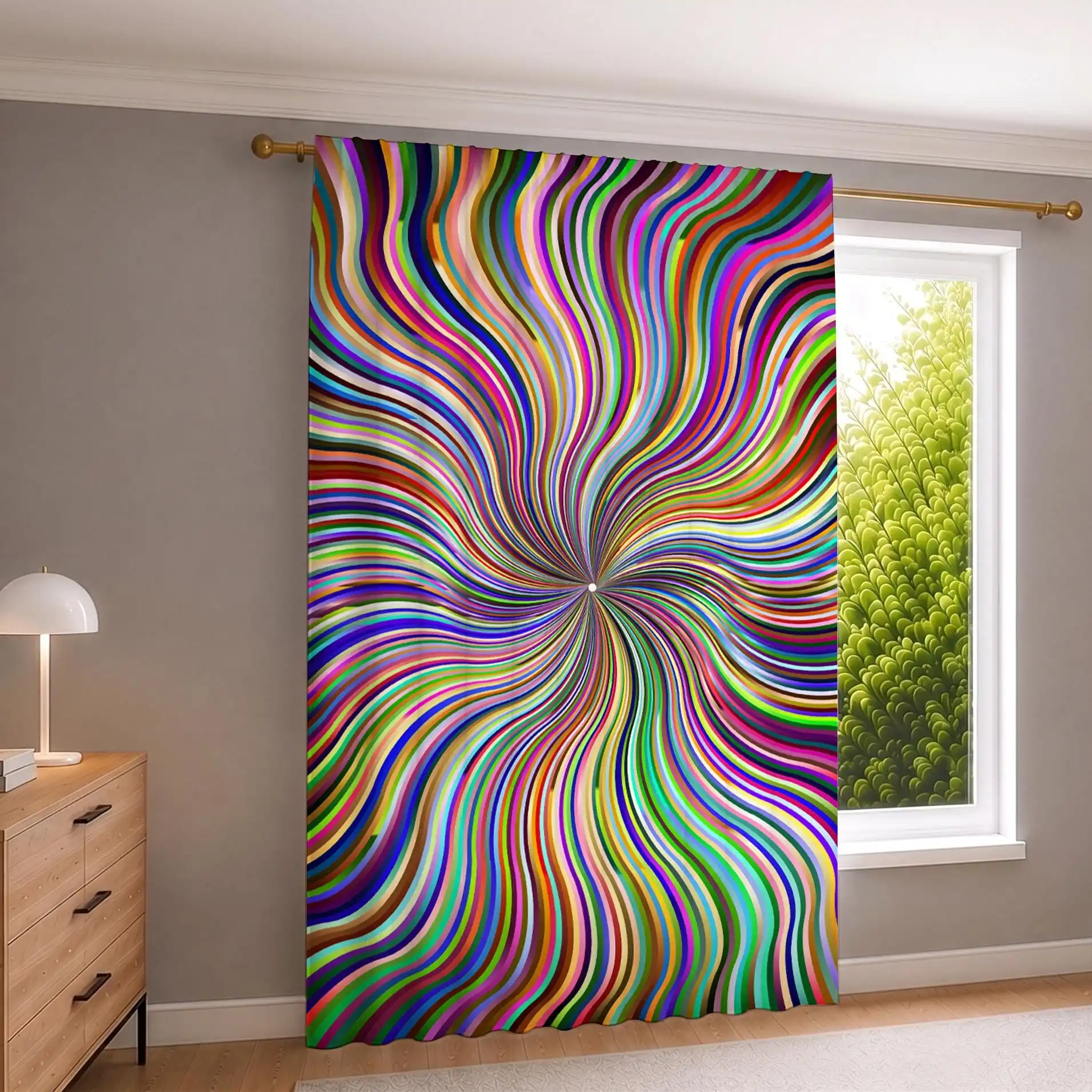 Vibrant Abstract Swirl Pattern Curtains for Living Room Home Decor Energy Flow Window Treatment