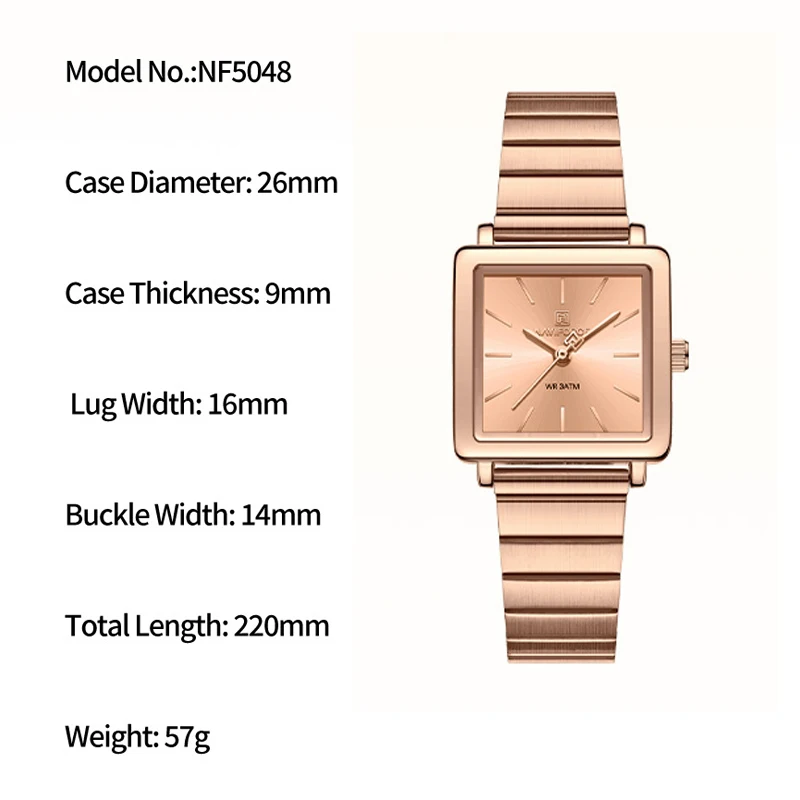 NAVIFORCE Original Casual New Watches for Women Waterproof Hook Buckle Quartz Ladies Stainless Steel Luxury Business Wristwatch