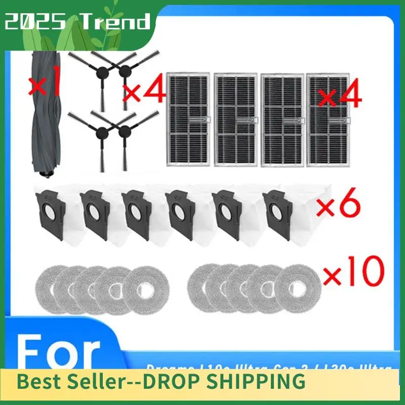 

AA14 New 25 Pcs For Dreame L10s Ultra Gen 2 / L30s Ultra / L30 Pro Ultra Robot Vacuum Main Side Brush Mop Filter Dust Bags