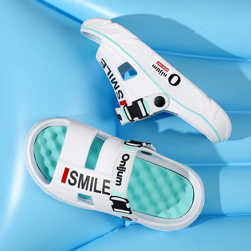 

Летние мужские уличные легкие противоскользящие облегающие легкие повседневные модные сандалии из ЭВА большого размера с буквенным узором