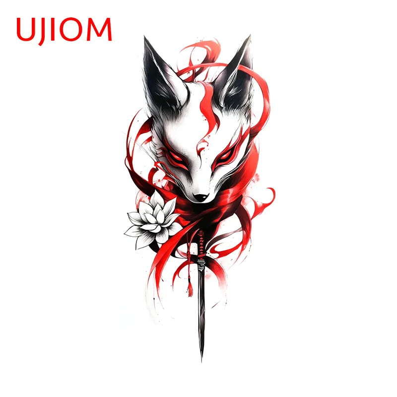 UJIOM Fox Mask Samurai Sword Graffiti Wall Sticker Delicate Tendy Occlusion Scratch Decal Suitable For Cupboard Vestibulec Decor
