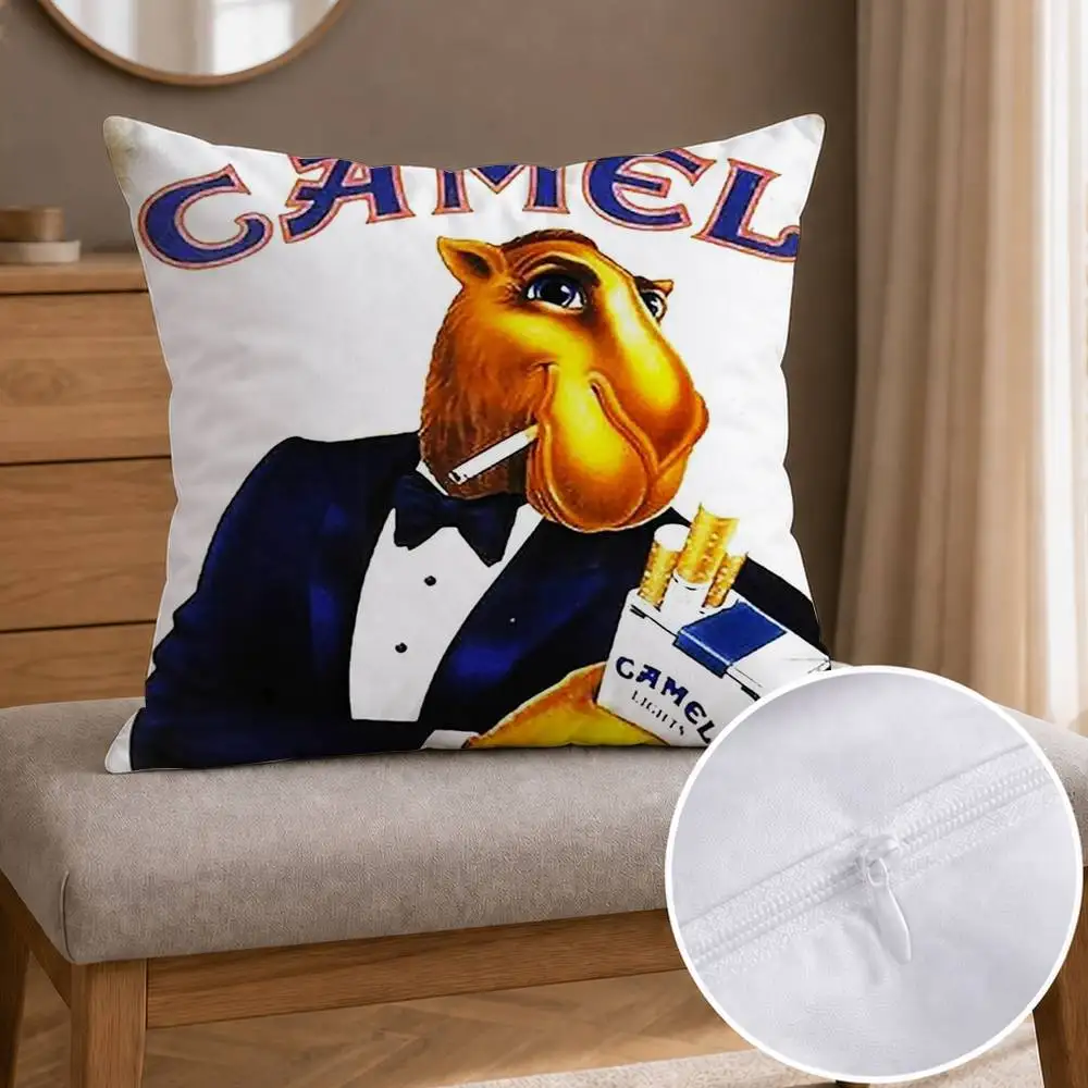 Vintage Camel Cigarettes  Double-sided Printed Square Decorative Cushion Cover for Sofa Living Room Home Decor