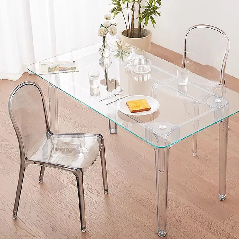Sillas de comedor con trono transparente, Sillas de comedor modernas de diseño nórdico de lujo, Sillas cómodas con acento, muebles de salón