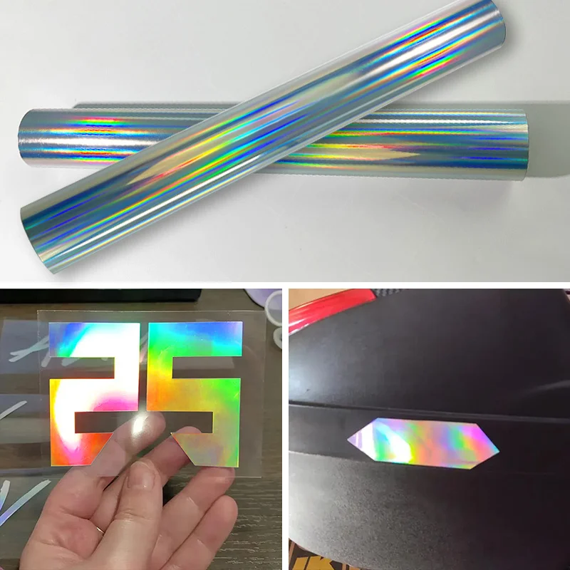 ฟิล์มโฮโลแกรมเลเซอร์แบบม้วน 1 ม้วน สำหรับติดตัวอักษร ติดเองได้ ใช้กับแก้วน้ำ รถยนต์ มอเตอร์ไซค์ แล็ปท็อป กระจกหน้าต่าง สำหรับเครื่องตัดสติ๊กเกอร์