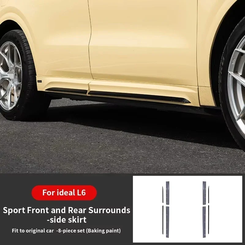 Para Lixiang L6, accesorios exteriores de coche personalizados, Kit de carrocería, alerón de labio delantero con pintura para hornear, falda lateral para Li Auto L6
