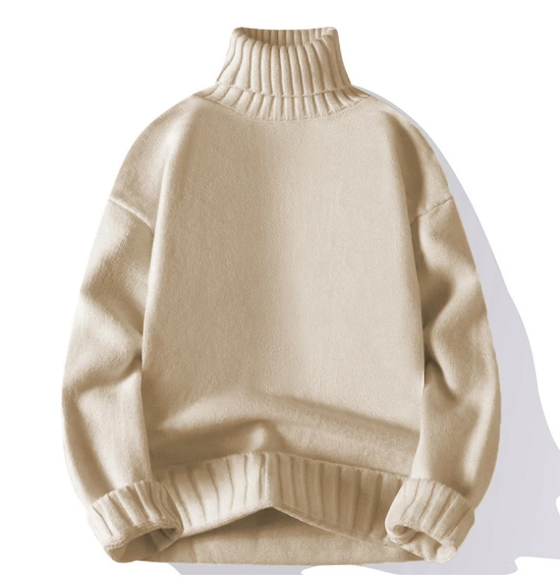 جديد الياقة المدورة سترة الرجال البلوز عادية بلون محبوك سترة سوداء موضة الخريف الشتاء الرجال الملابس سترة رجل