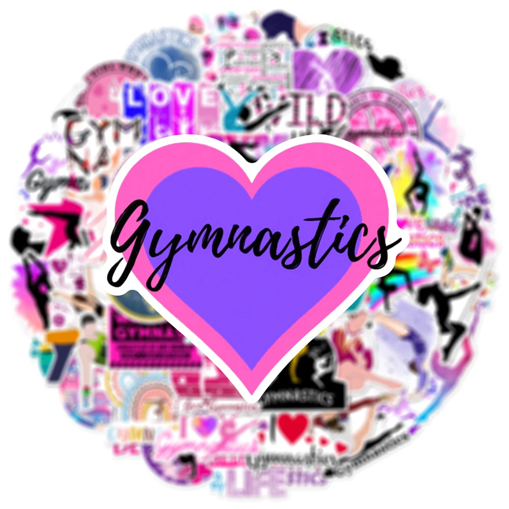 10/30/50pcs Love Gymnastics Stickers Funny Sports Decals PVC Waterproof Graffiti DIY Luggage Laptop Suitcase Cool Sticker Toys