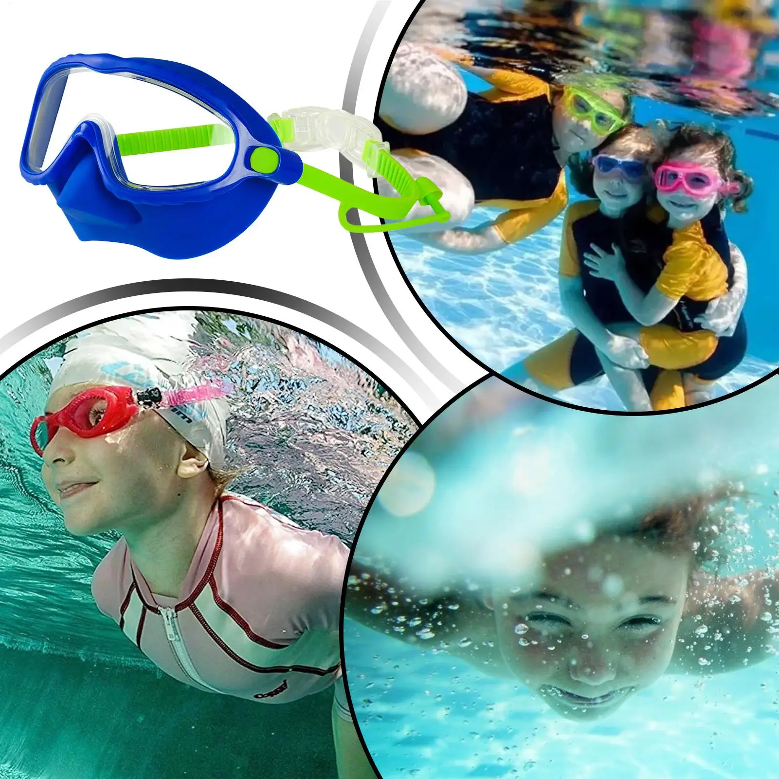 

Детские очки для плавания, очки для подводного плавания, широкие очки для подводного плавания, противотуманные очки с крышкой для носа, очки для плавания без утечек