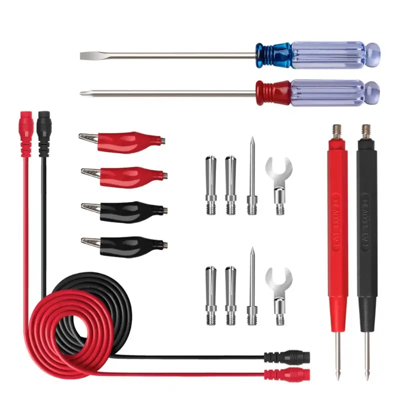 Multimeter Test Leads Kit with Alligator Clips Replacable Probes Mini Grabber Test Hook Clips Universal Meter Test Line