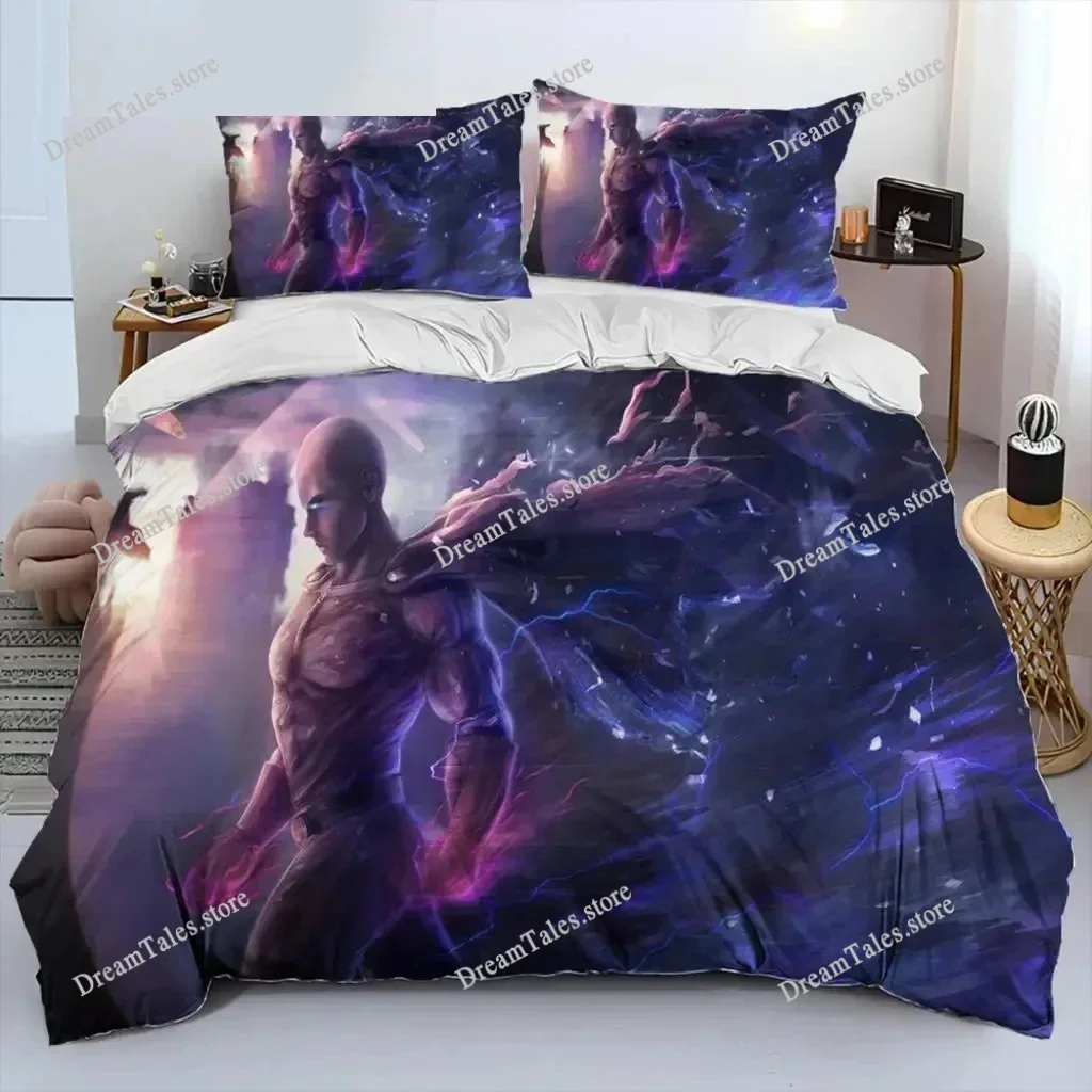 

The Amazing World One-Punch Man Saitama Cartoon Poster Sheets Quilt Covers Bedding Dormitory Sheets Bedding Set Soft Bedding