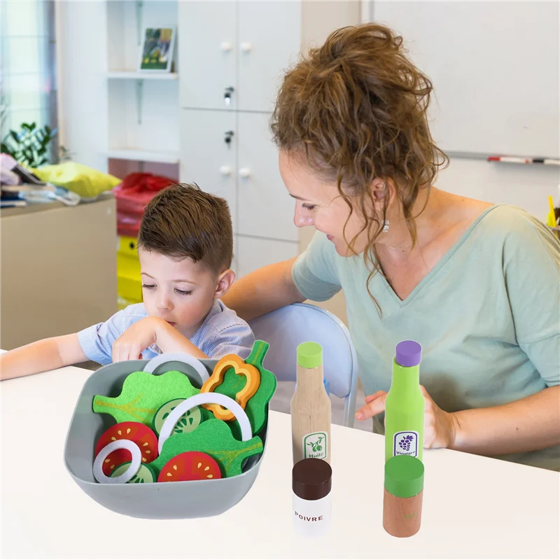 AS96-어린이 주방 DIY 요리 놀이 시뮬레이션 나무 주방 음식 세트