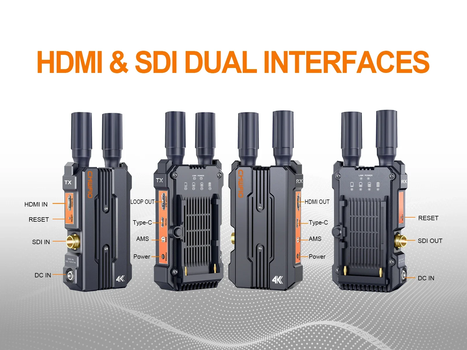 SDI&HDMI wireless video transmission system 656FT/200M range HDMI 4k live streaming wireless video extender support video audio