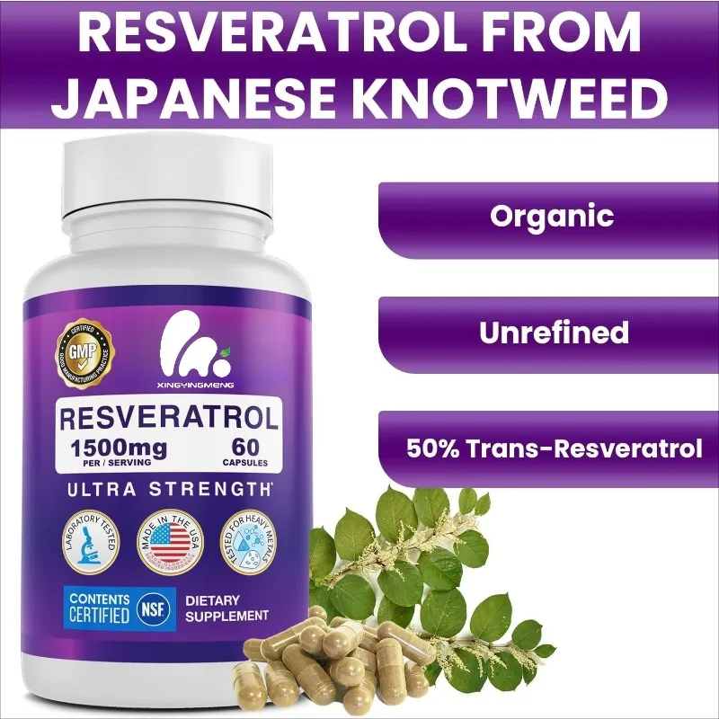 

Resveratrol 1500mg healthy aging supplement antioxidant 60 capsules