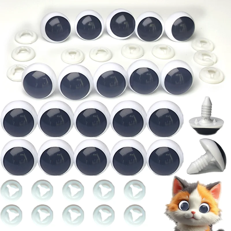 9–20 mm Hochwertige schwarz-weiße halbmondförmige Augen, Sicherheits-Augenbefestigungen, geeignet für handgefertigte Plüschtiere und Tierpuppen