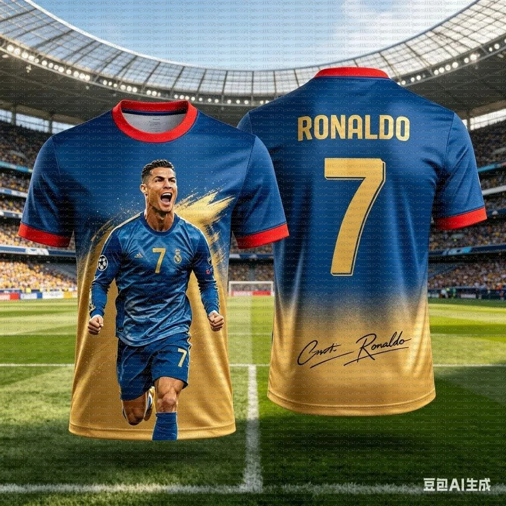 2026 Summer Cristiano Ronaldo Football Superstar Graphic Print Mens  Fan Jersey Quick Dry Soccer Practice Sports Tops view 4