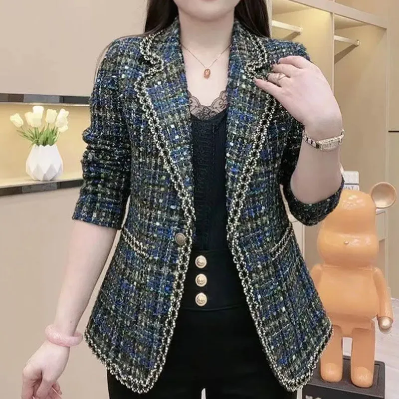 

2025 Female Fashion Large Size 4XL Tops Autumn Women Long Sleeves Blazer Jacket Korean High-grade Ladies New Leisure Suit Coat