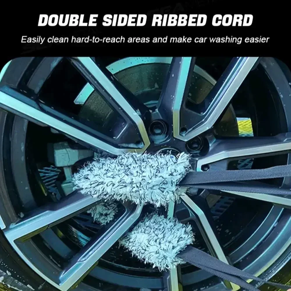 1pc Auto Pneumatico Double-sided Cintura Lunga Dettaglio Asciugamano di Pulizia Car Body Wheel Lavaggio Asciugamano Spazzola In Microfibra Corallo Peluche Tirare Cintura Strumento
