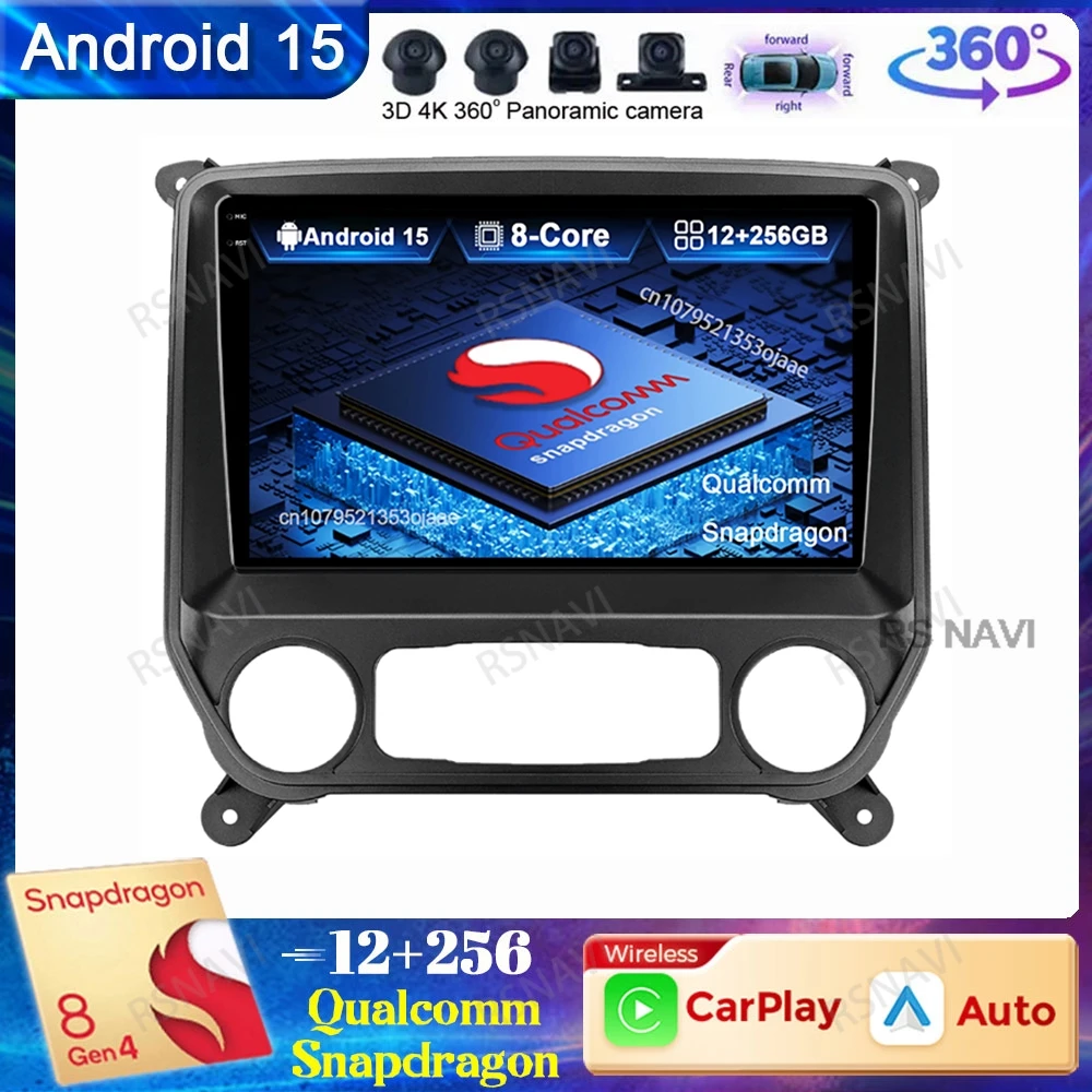 

Android 15 Car Radio For Chevrolet Silverado GMC Sierra 2014-2018 Autoradio DSP Qualcomm Multimedia Wireless Carplay Auto BT DVD