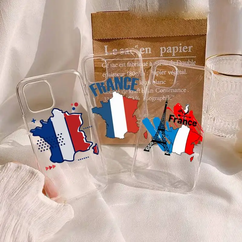 Tricolor France French Flag map Phone Case Transparent soft For iphone 12 11 13 14 x xs xr pro max mini plus