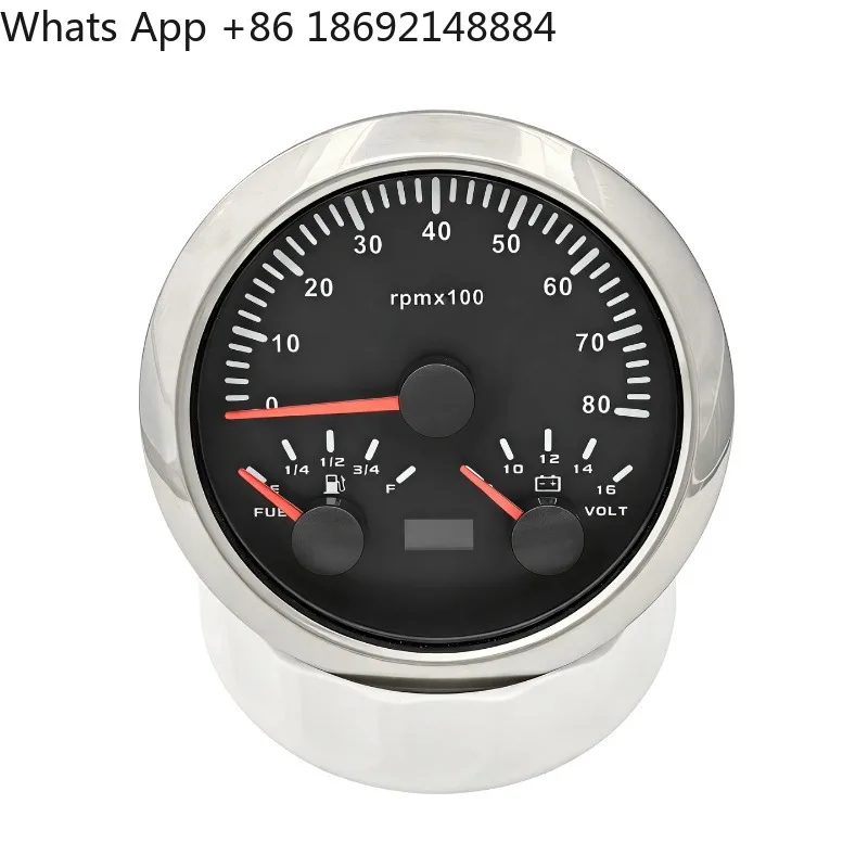 85Mm waterproof universal RPM tachometer oil level voltage 8-16V pointer multi-function three-in-one automotive instrument
