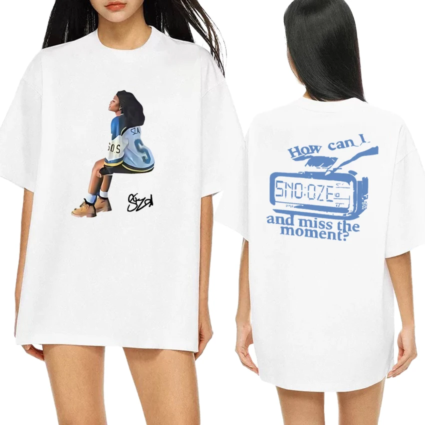 

Summer SZA Solana Tour 2025 short sleeve T-shirts Men Women SOS Album Fashion Double Sided printed Tops Unisex Cotton T shirt