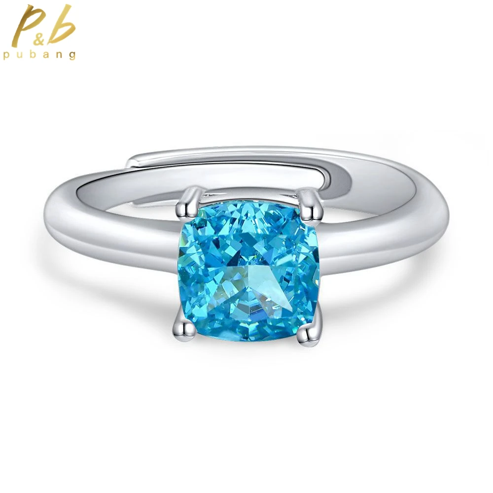 

PuBang Fine Jewelry 925 Sterling Silver Resizable Diamond Ring Yellow/Pink/Blue Created Moissanite for Women Gifts Drop Shipping