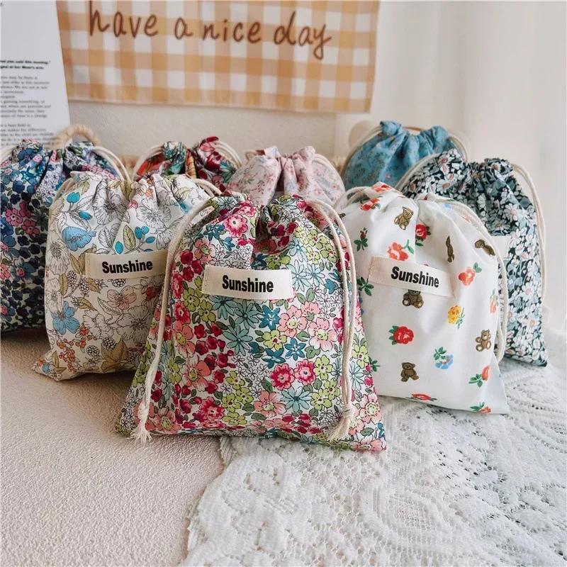 Borsa per mamma con fiori stampati borsa per pannolini per bambini borsa per pannolini in cotone tasca per passeggino borsa per il trasporto borsa