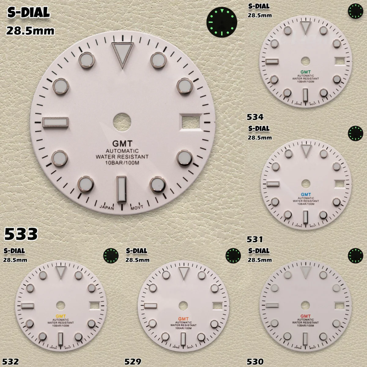 

Мужские дорожные часы MOD G/M/T с белым циферблатом, зеленой подсветкой, 28,5 мм для NH34 | Аксессуары для модификации часов S Logo