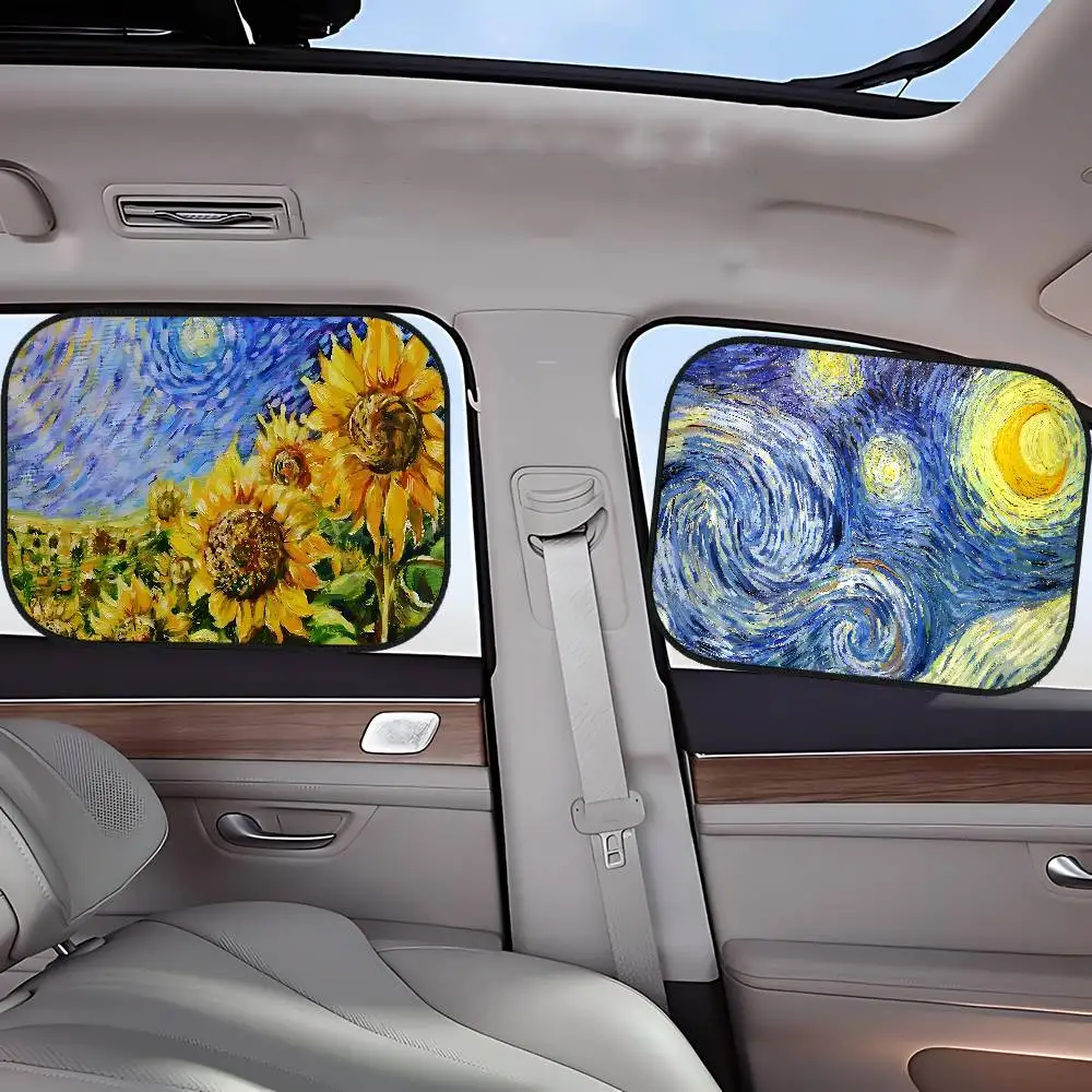 

Ван ГогS Картины маслом Автомобильные солнцезащитные козырьки на боковые окна 1 упаковка Солнцезащитные очки УФ-лучей Защита от солнца для детей Детское боковое окно Солнцезащитный козырек
