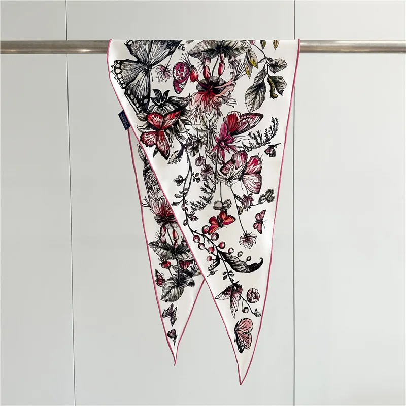

Rhombus Shape Silk Scarfs Women Luxury Brands Hand Rolled Shawls Neck Bandanas Accessories Hair Neck Scarves Foulard Femme