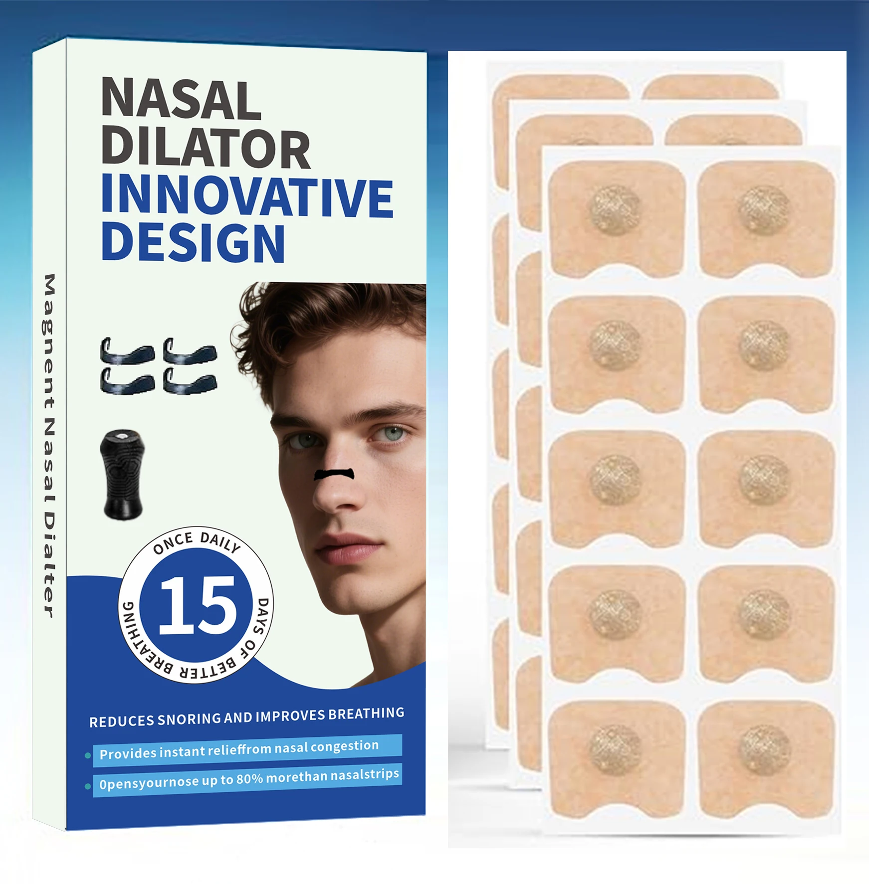 10Pcs nose strip kit boxed nose strip inflatable anti-snoring expander for nasal breathing anti-snoring