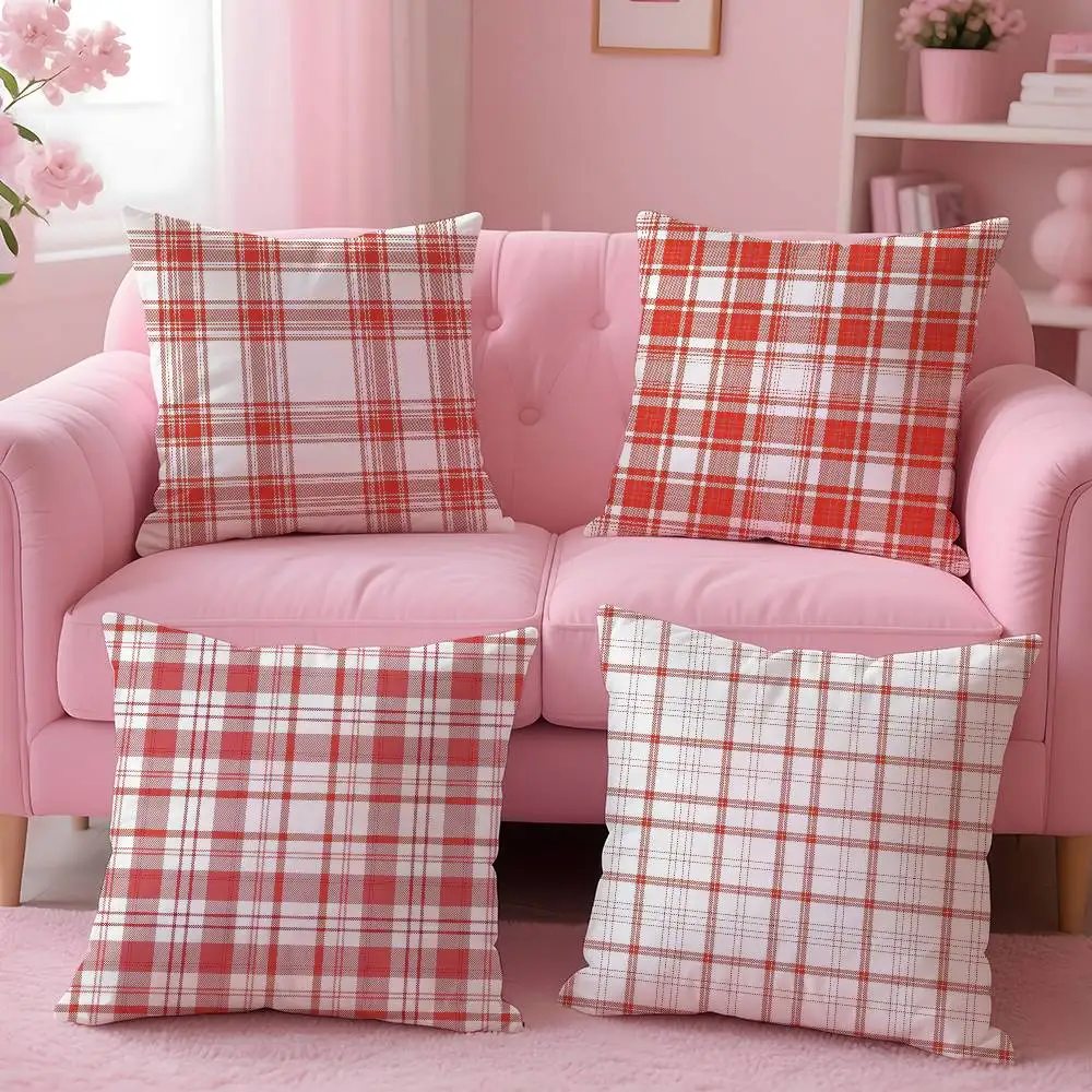 Retro-Kissenbezug mit rotem Schachbrettmuster, bedruckter Kissenbezug für Wohnzimmer, Sofa, Kissenbezug und Schlafzimmerdekoration