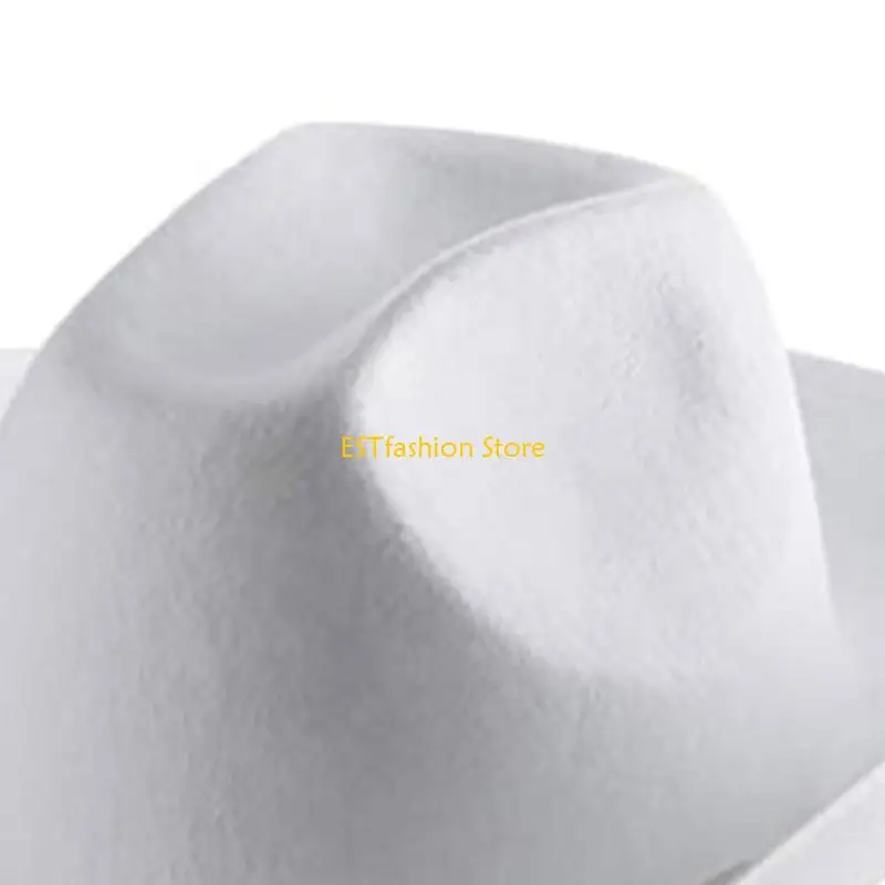 Y5GC Western Color Felt Cowboy Hat Cowgirl Big Brim Accessory