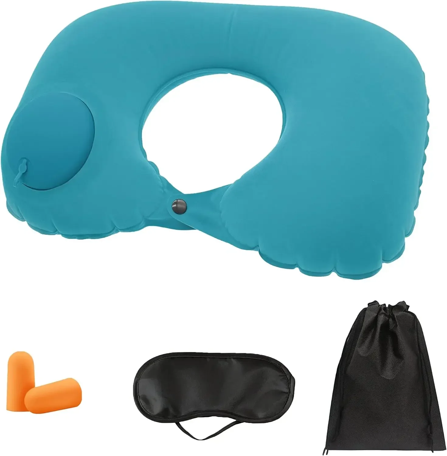 Travel Pillows Airplanes Inflatable Portable Neck Pillow with Earplug Blindfold U-Shape Automatic Inflatable Cervical Pillow