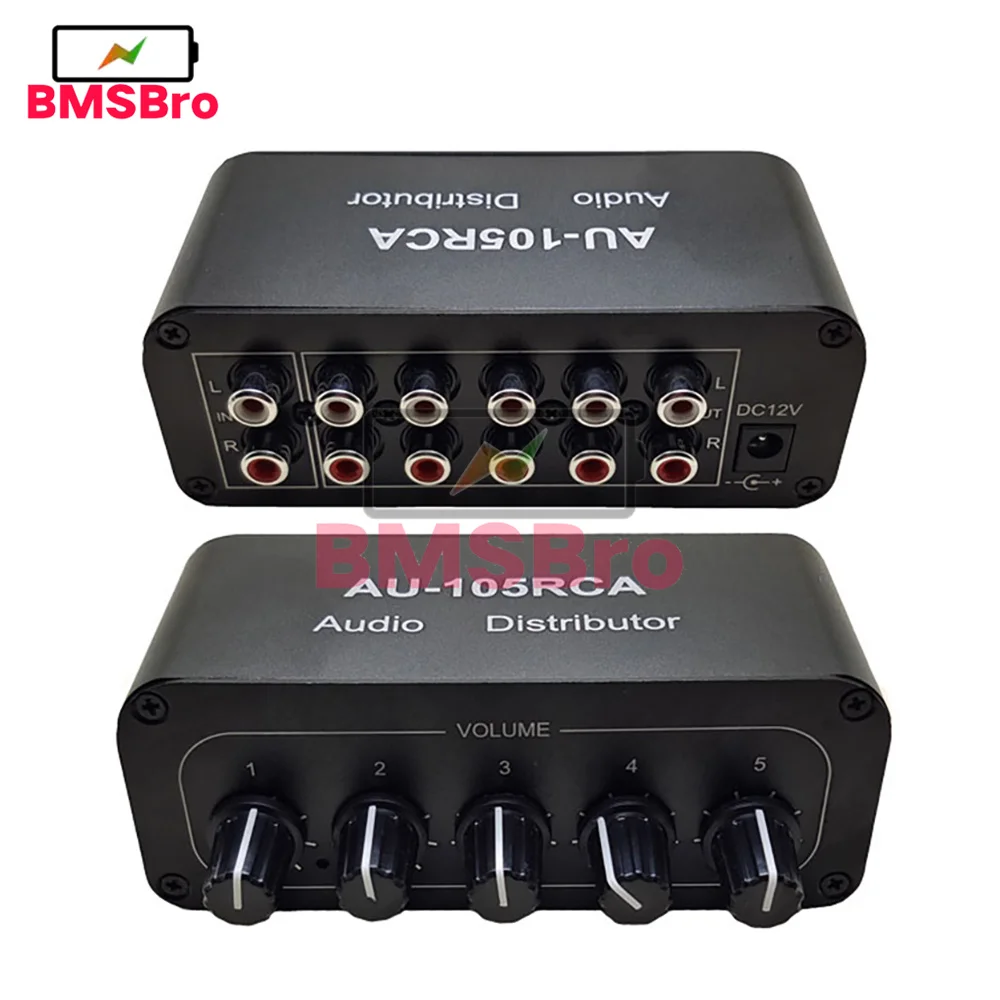 Audio Distributor Stereo Audio Mixer 1 Input 5 OutputMulti-Channel RCA splitter NJM4580 Op Amp For Power Amplifier Active audio