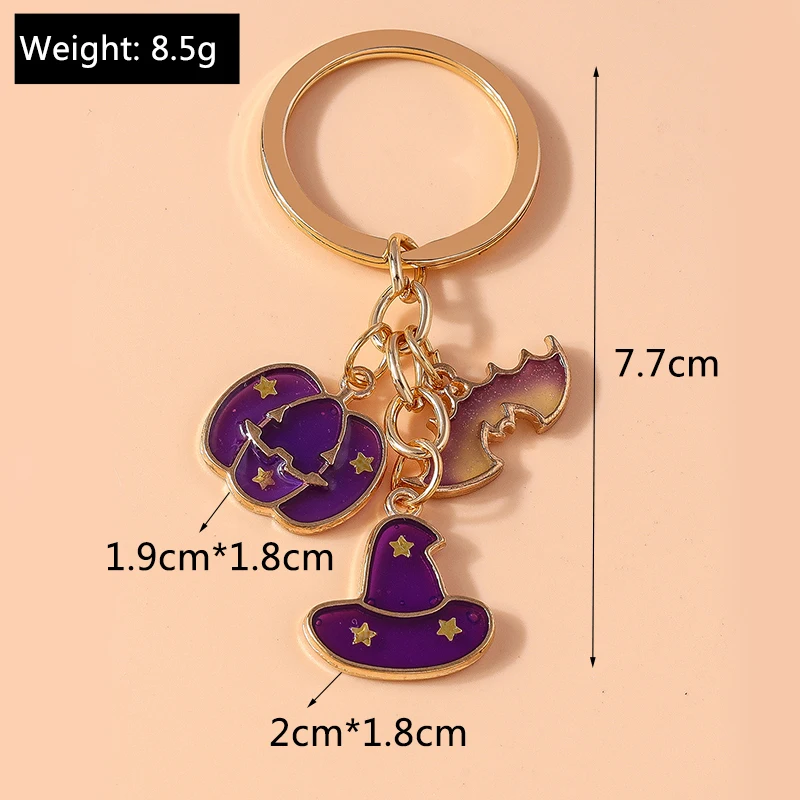 Niedliche Emaille Halloween Schlüssel bund Kürbis Geist Schlüssel ring Anhänger für Schlüssel halter Frauen Mädchen Handtasche Zubehör DIY Schmuck Geschenke – Detail 9