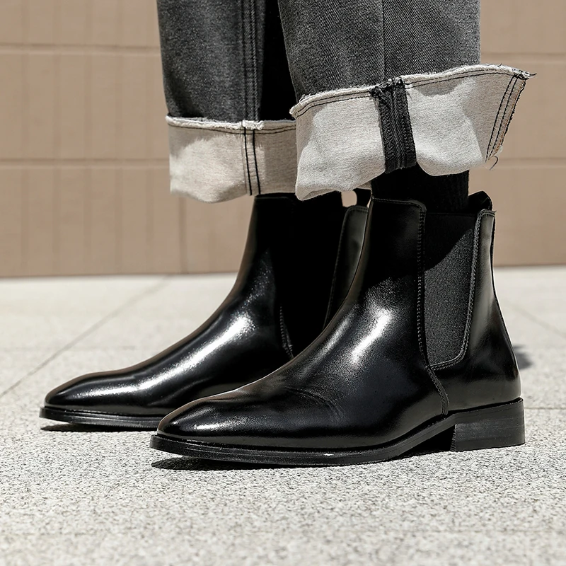 

Brand Men's Chelsea Boots Genuine PU Leather Handmade Boot Shoes Work Shoes For Formal Dress Wedding Formal Business Party New