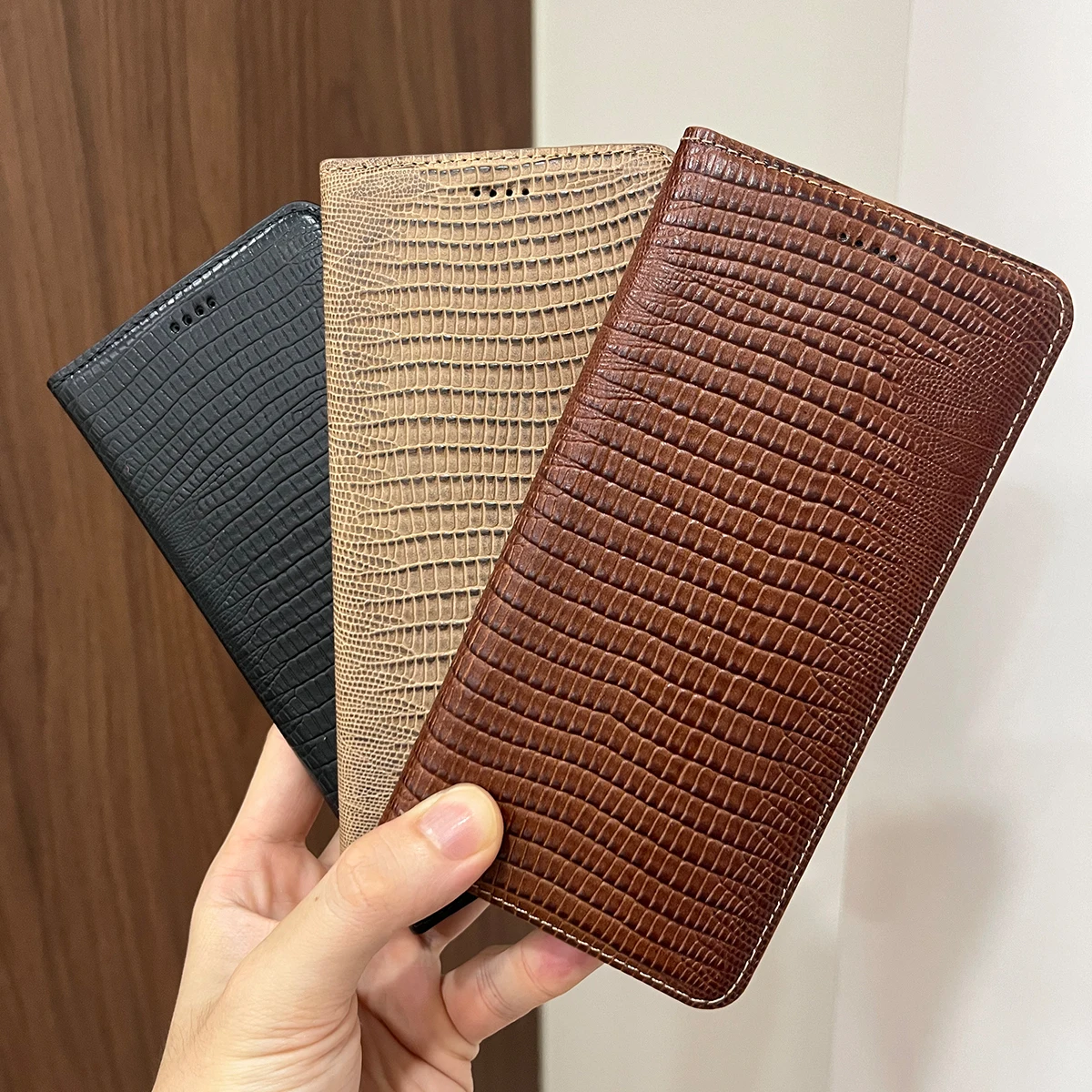 Magnetic Genuine Leather Skin Flip Wallet Book Phone Case Cover On