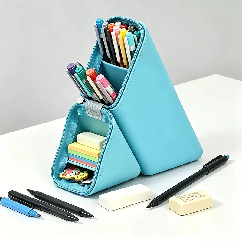 Silicone Waterproof Pencil Case Large Capacity Foldable Pencil Holder Multifunctional Pencil Cup For School Supplies Stationery
