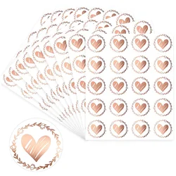 100pcs Clear Bronzing Heart Stickers 1.26 Inch Round Envelope Sealing Label for Wedding Party Invitation Card Gift Decor Tags