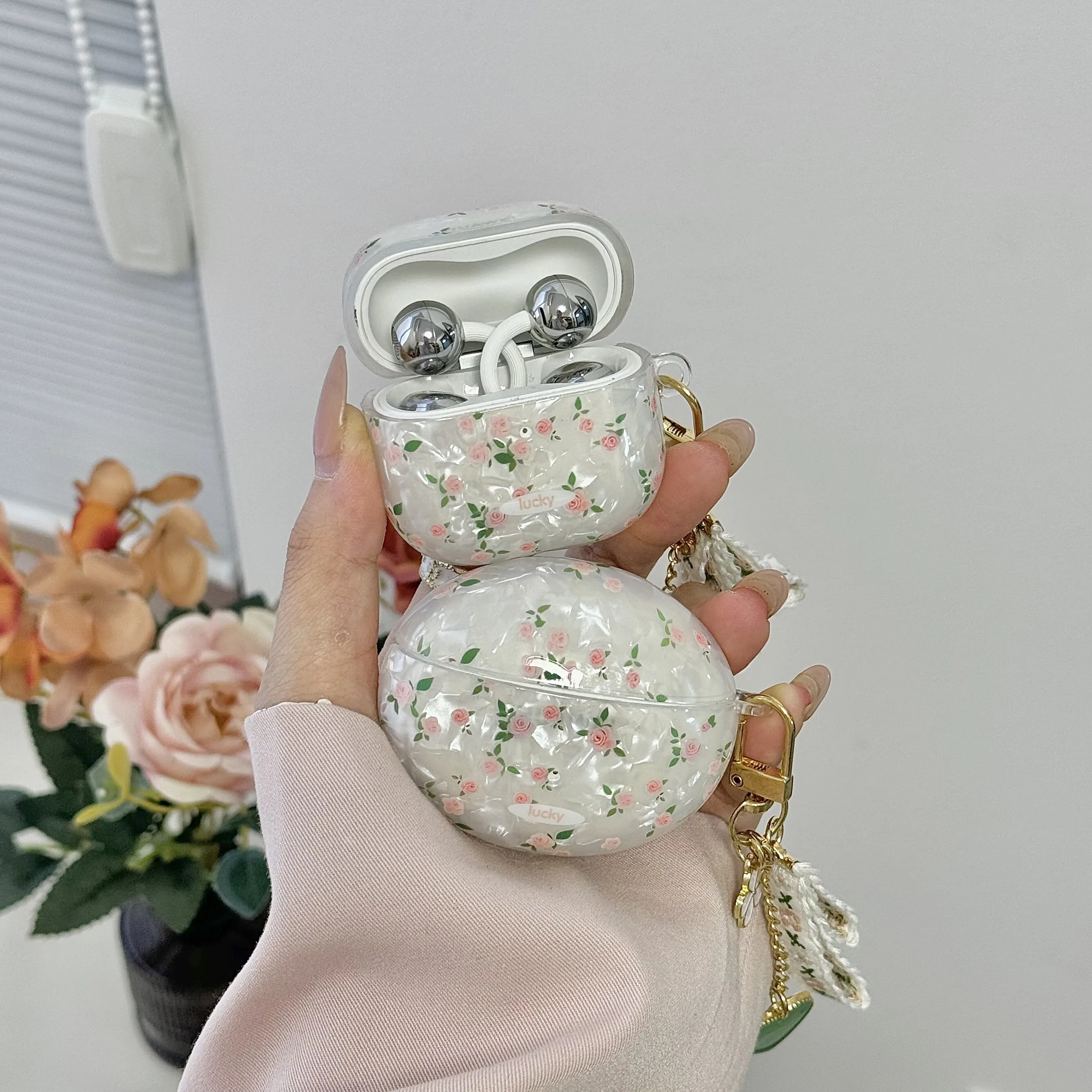 

Cute Floral Shell Pattern Earphone Case For Huawei Freebuds 5i 6i 7i se2 se3 Pro3 Pro4 FreeClip 2 Protective Cover with Lanyard