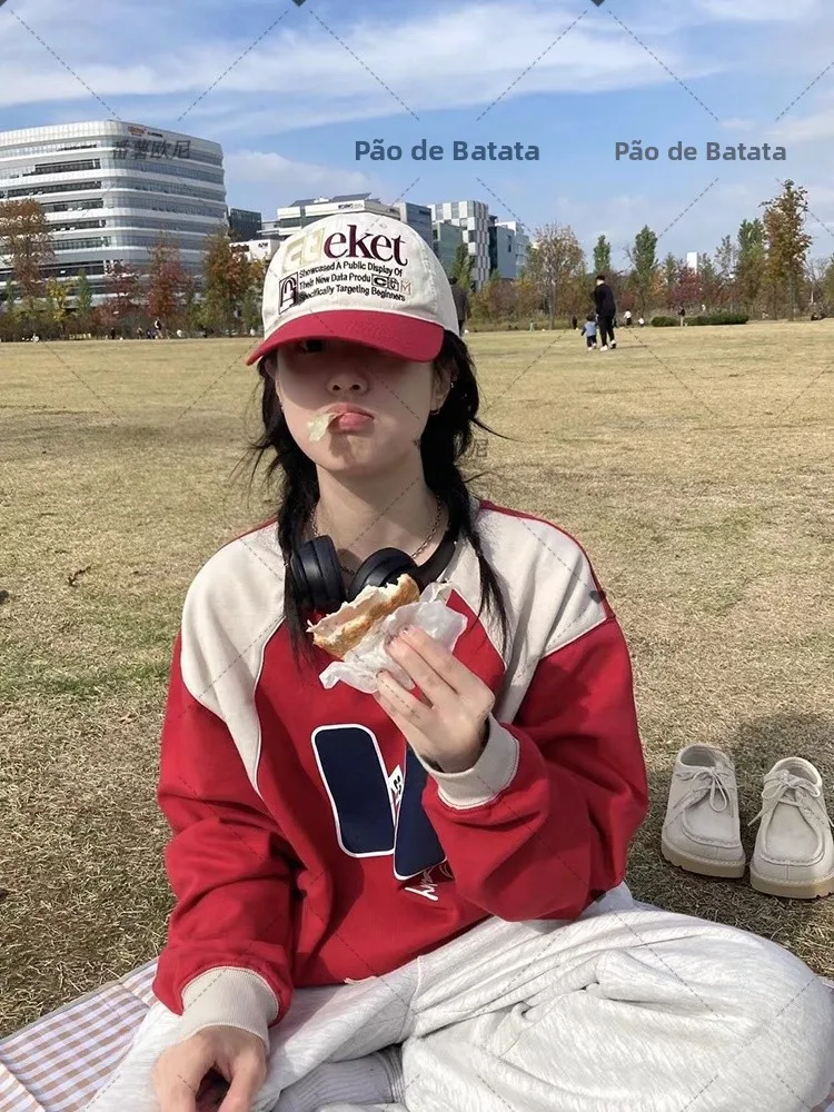 レトロアメリカンベースボールキャップ-レディース-ソフトトップ-ダックビルハット-小顔効果-大きな周囲径-すべての顔の形に適しています