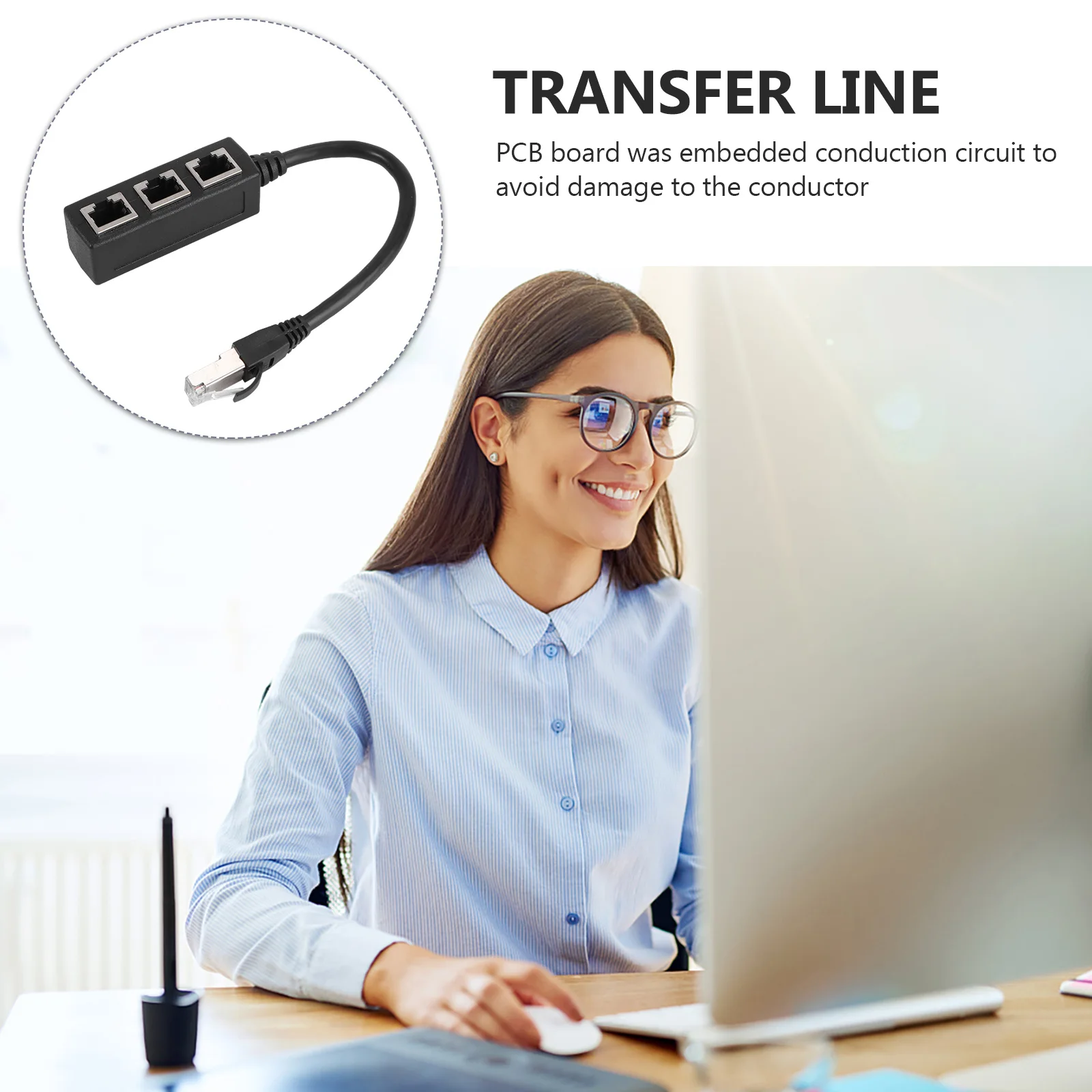 

Ethernet Cable Splitter 1 To 3 Port Lan Network Adapter Gold Plated 8Pin Shielded Signal Transmission Electromagnetic