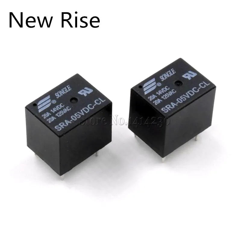 5Pcs 5V 12V 24V 20A DC Power Relay SRA-05VDC-CL SRA-12VDC-CL SRA-24VDC-CL 5Pin PCB Type In stock Black Automobile relay